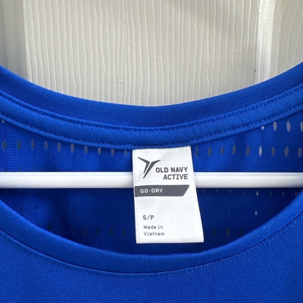 Old Navy Blue Fitted Cap Sleeve Tee - Picture 2 of 5